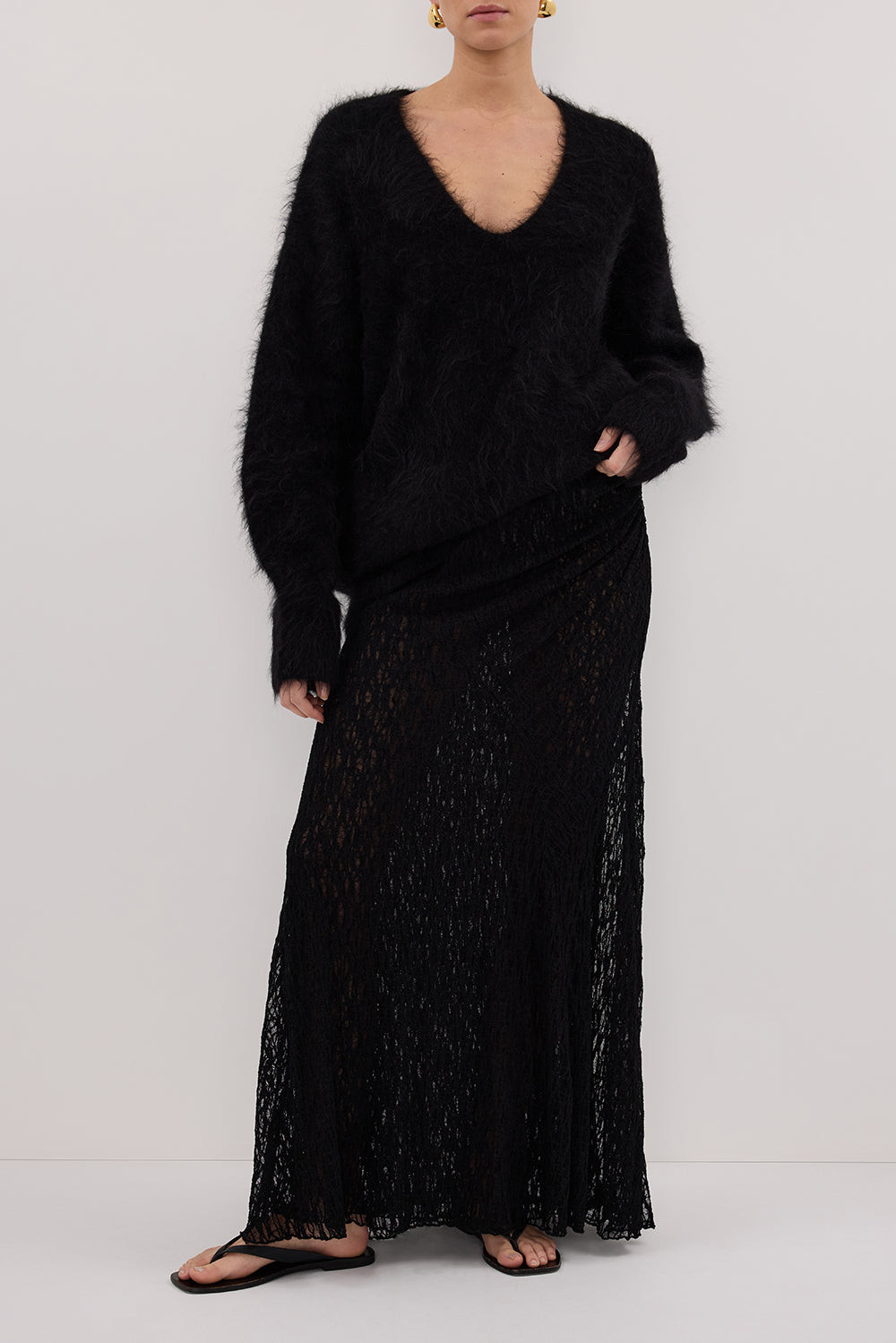 LIZZIE BLACK LAYERED LACE SKIRT | DISSH