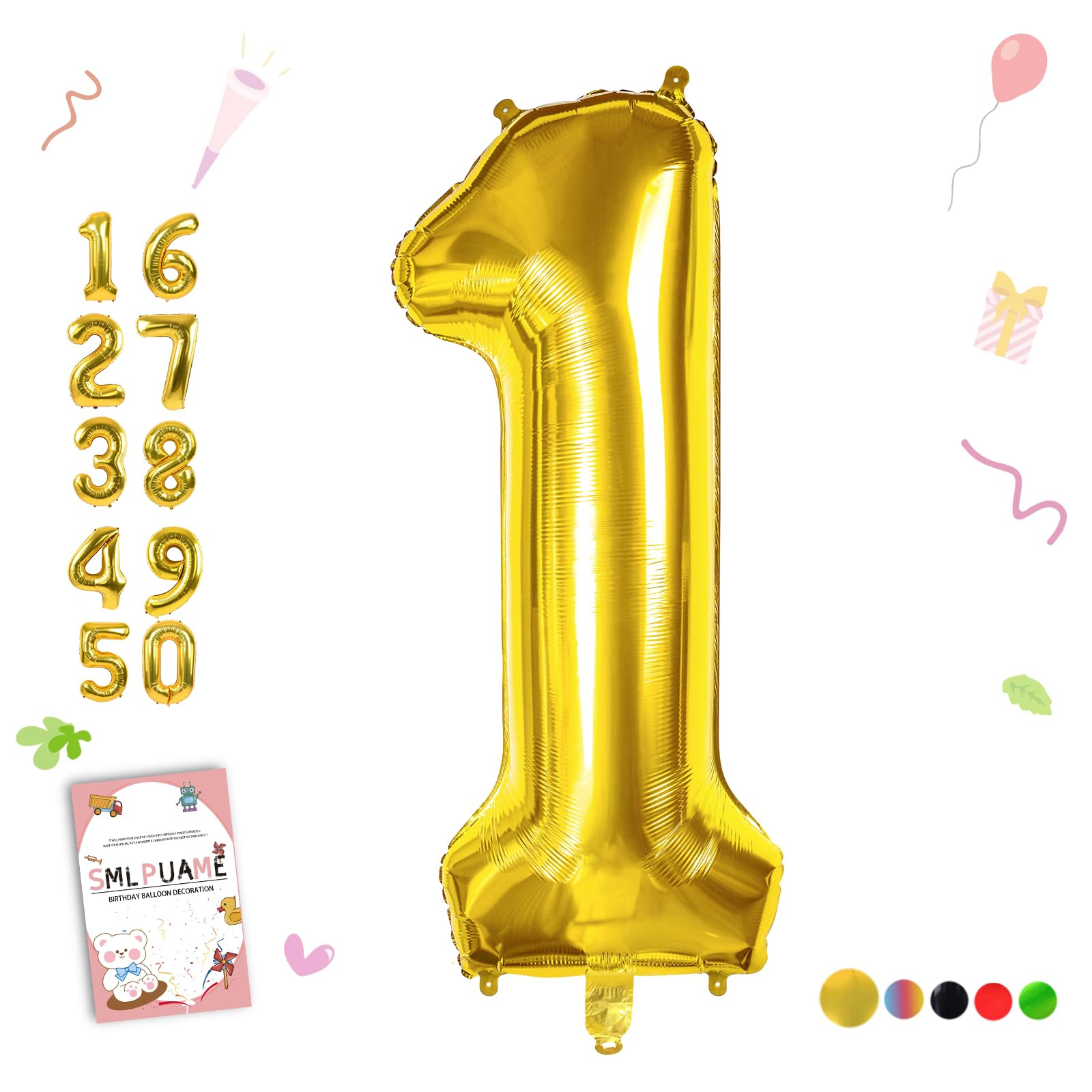 Smlpuame 40 inch Number Balloon 0-9 Gold Large Number 1 Balloons,Digital Balloons for Birthday Pa... | Amazon (US)