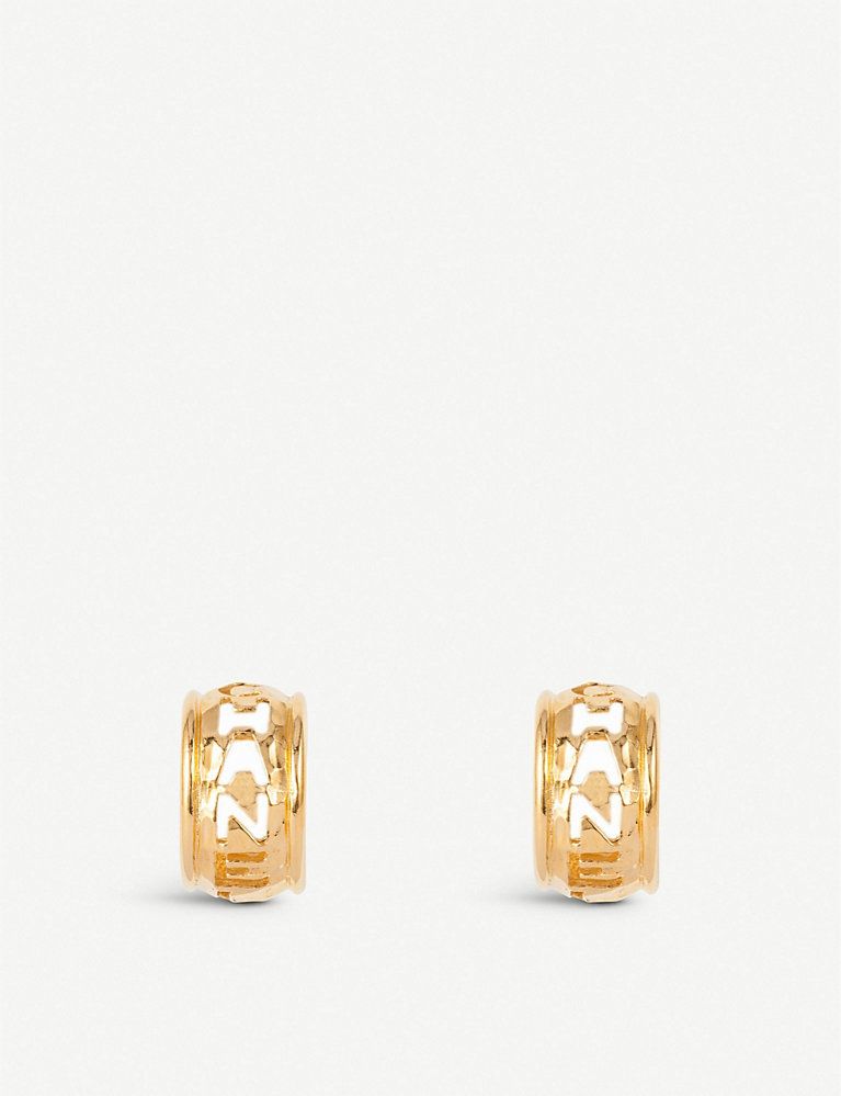 SUSAN CAPLAN Pre-Loved Chanel logo-detail 18ct gold-plated earrings | Selfridges