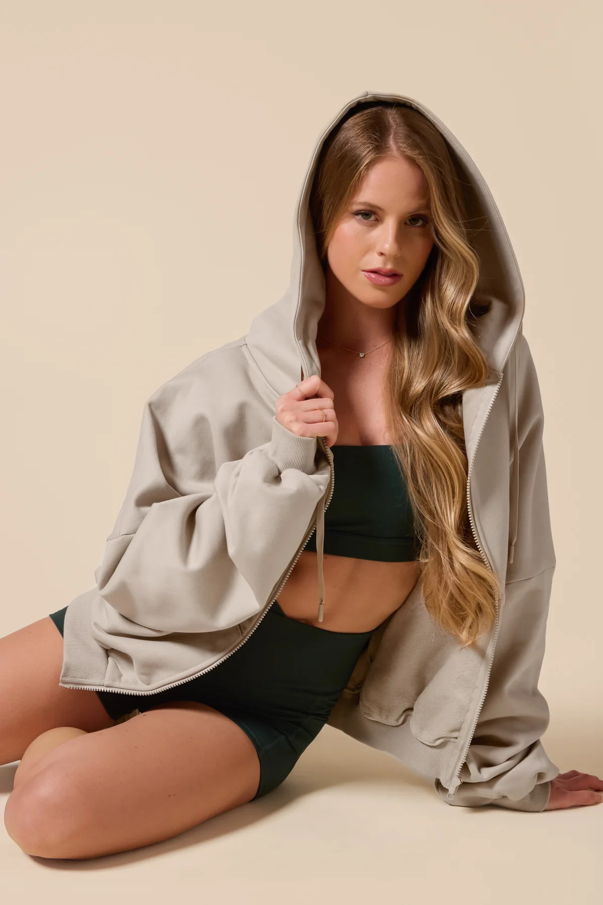 Zip Cloud Hoodie - Seashell | POPFLEX