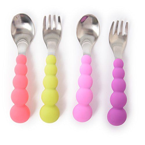 Chewbeads - Toddler Utensils Set - 4 Piece Baby, Kid or Toddler Silverware Set - Toddler Forks and S | Amazon (US)