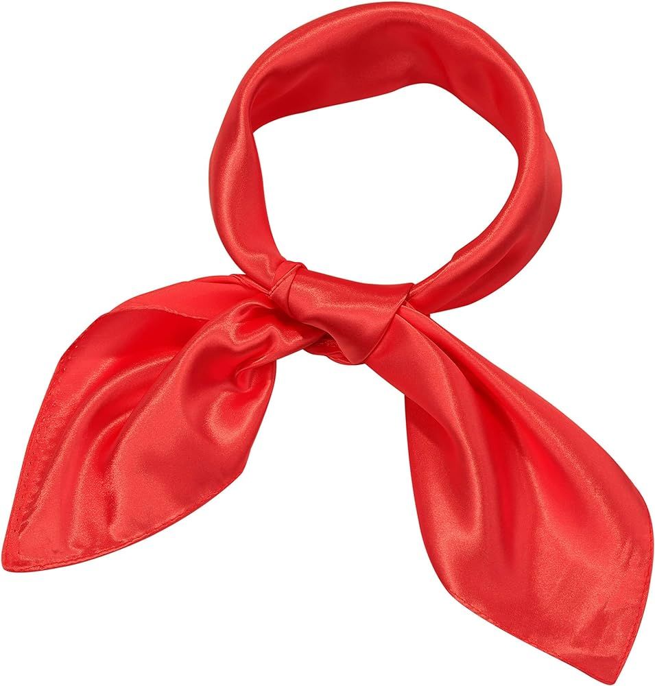 SATINIOR Chiffon Scarf Square Neck Scarf Handkerchief Retro Satin Ribbon Scarf for Women Girls | Amazon (US)