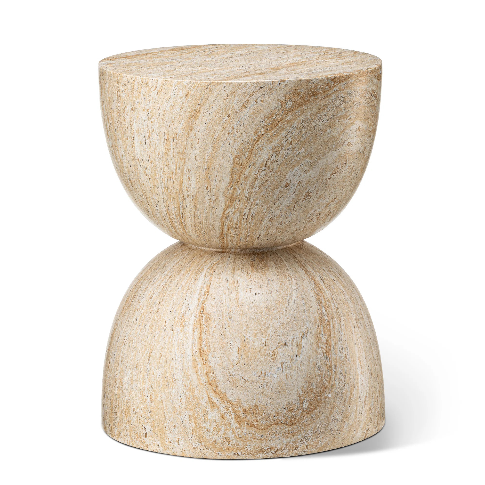 17.75"H Multi-Functional MGO Hourglass-Style Faux Travertine Garden Stool | Wayfair North America