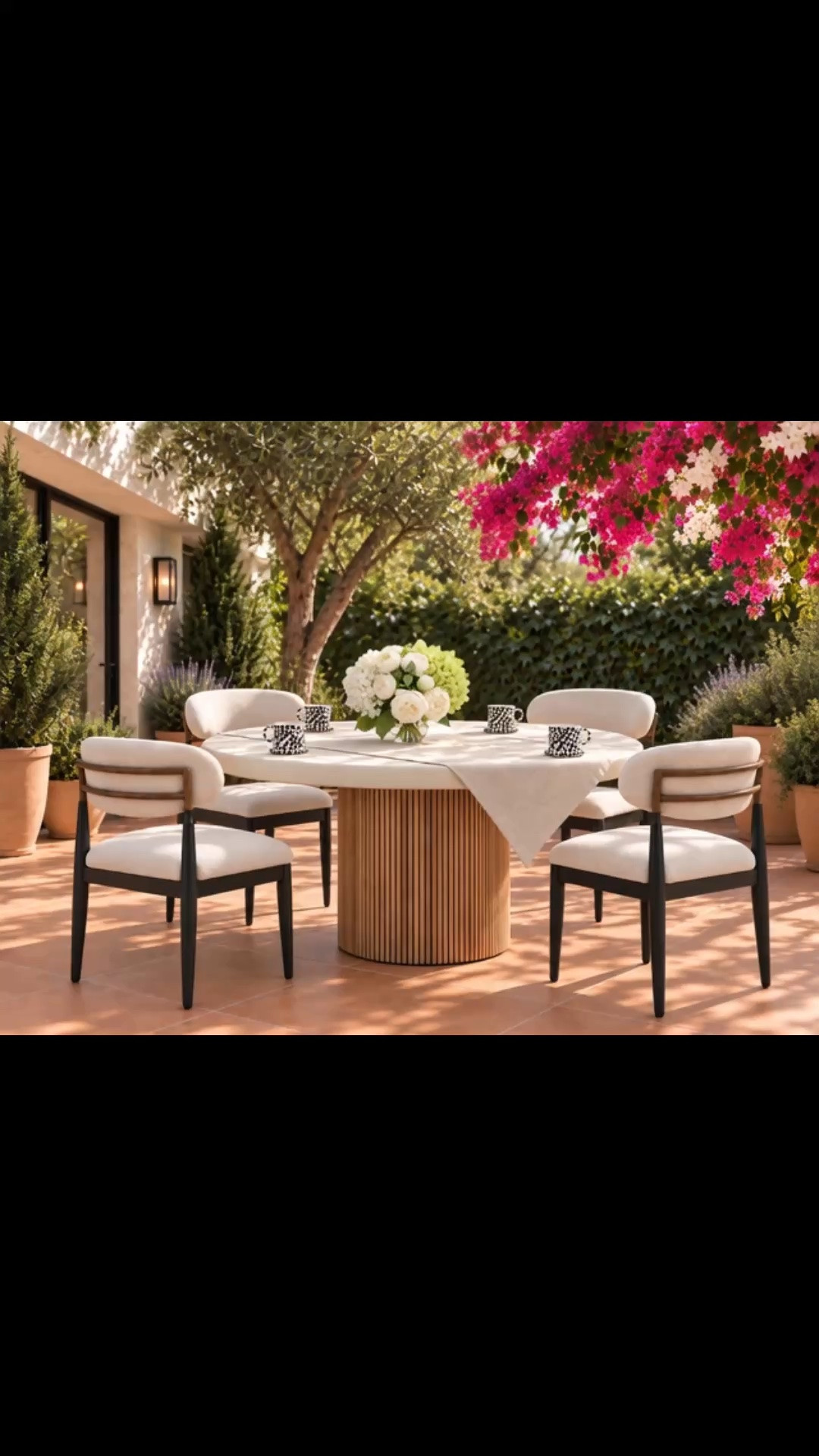 Bring the feeling of indoor dining outside. That’s what I love most about this space—the comfort, detail, and sophistication of an interior dining room, reimagined for open-air living. The Alesso Outdoor Round Dining Table anchors the setting with its sculptural reeded teak base, bringing beautiful warmth and texture while keeping the silhouette clean and refined. Paired with the Jagger Outdoor Dining Side Chairs, the curved upholstered backs and tailored details create that polished indoor feel while still being designed for outdoor living. As summer begins to transition into early fall, I love layering creamy neutrals, warm terracotta, natural teak, lush greenery, and touches of black. The darker chair frames tie beautifully into the drinkware and add just enough contrast to make the softer palette feel sophisticated and balanced. A romantic flower arrangement, sculptural planters, morning coffee, and late-summer sunshine complete the setting—bringing the indoors out and making outdoor dining feel every bit as elevated as the spaces inside.

Up to 50% off at Arhaus is going on now—a perfect time to refresh your outdoor space for the season ahead.

#LTKHome #LTKOutdoor #OutdoorDining #OutdoorLiving #OutdoorFurniture #PatioDesign #PatioStyle #OutdoorDiningTable #OutdoorDiningChairs #TeakFurniture #ModernClassic #IndoorOutdoorLiving #OutdoorEntertaining #EarlyFallStyle #FallOutdoorLiving #BackyardStyle #FlowerArrangement #Drinkware #Planter

#LTKSeasonal #LTKHome #LTKSaleAlert