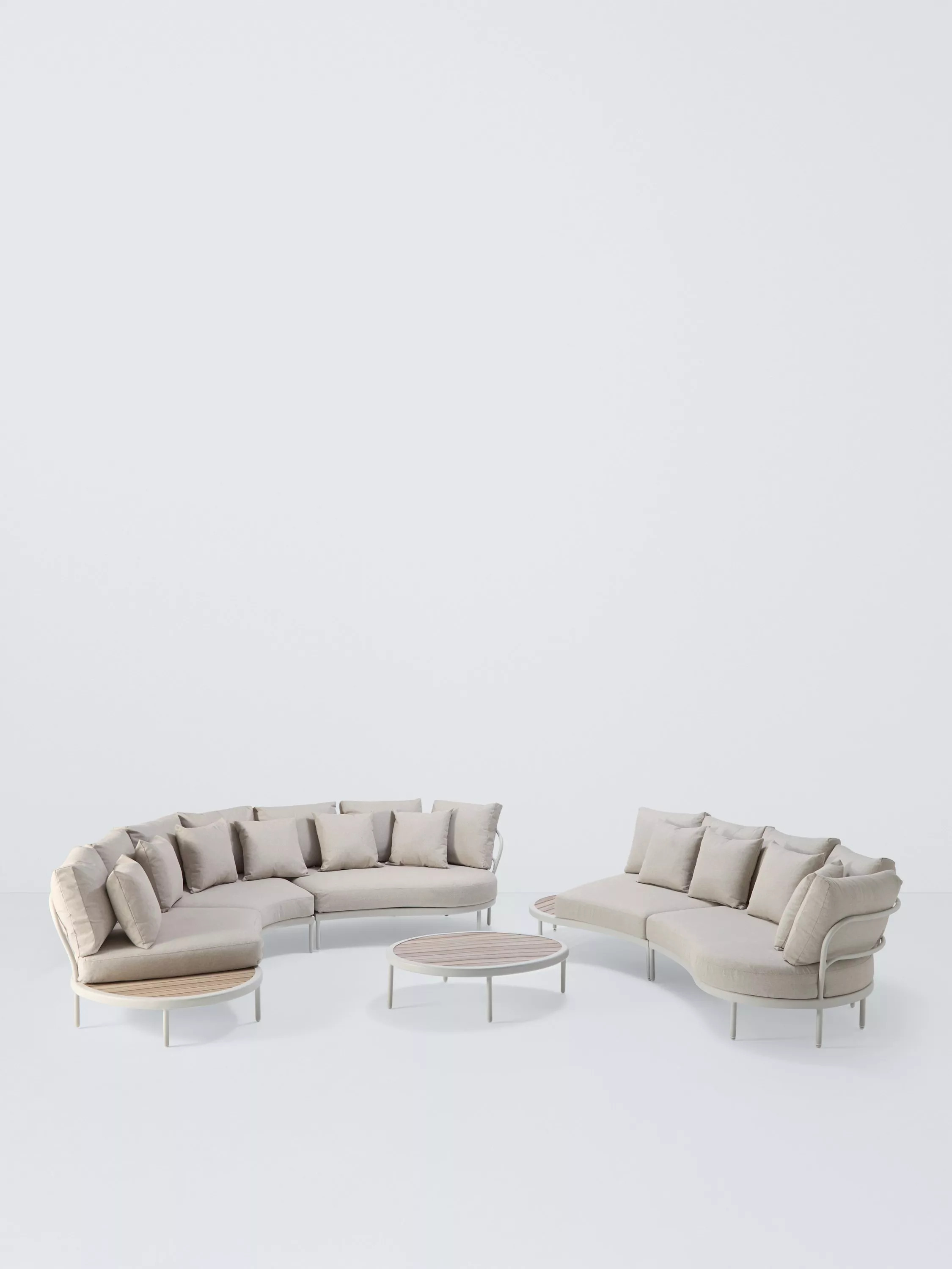 John Lewis Lozenge 4-Seater Modular Curved Garden Sofa & Coffee Table Set, Cream | John Lewis (UK)