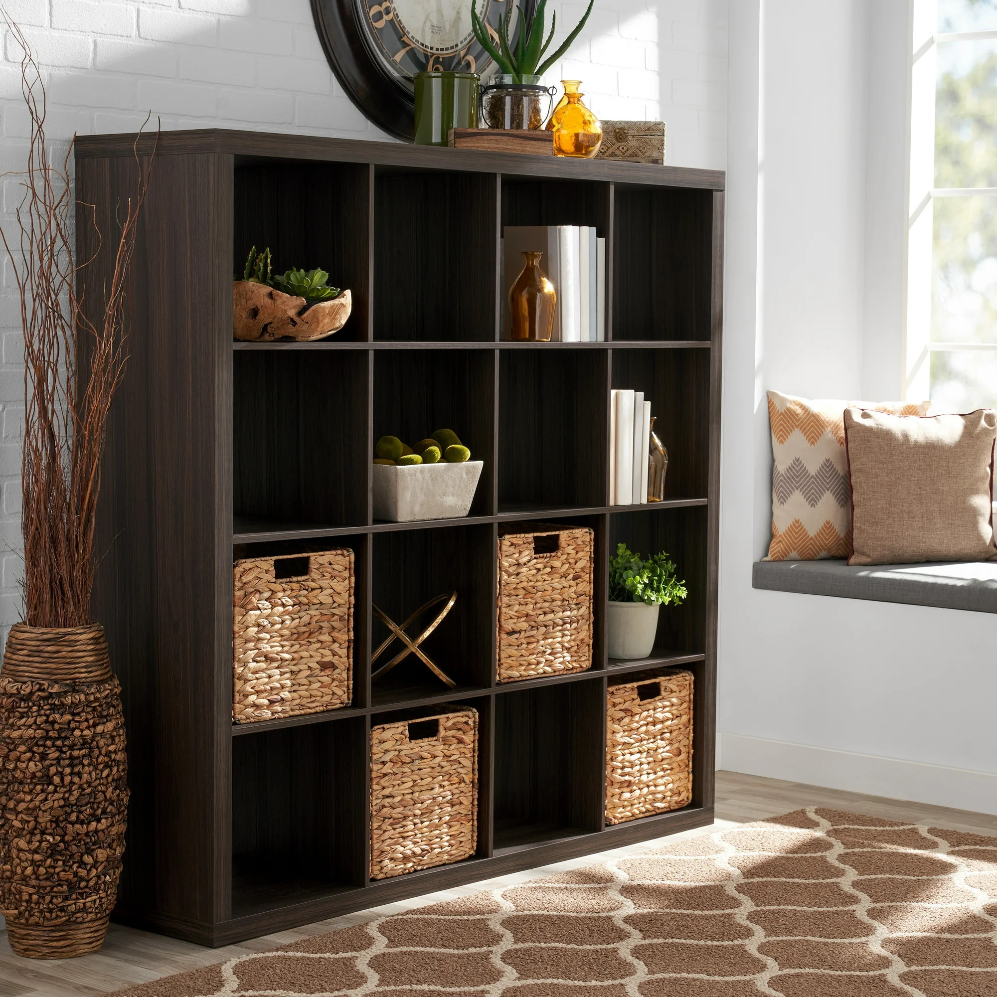 Better Homes & Gardens 16-Cube Storage Organizer, Tobacco Oak | Walmart (US)