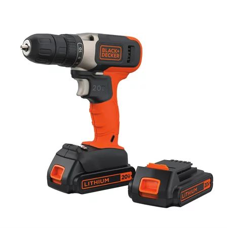 BLACK+DECKER 20-Volt MAX* Lithium Cordless Drill With 2 Batteries, BCD702C2BWM | Walmart (US)