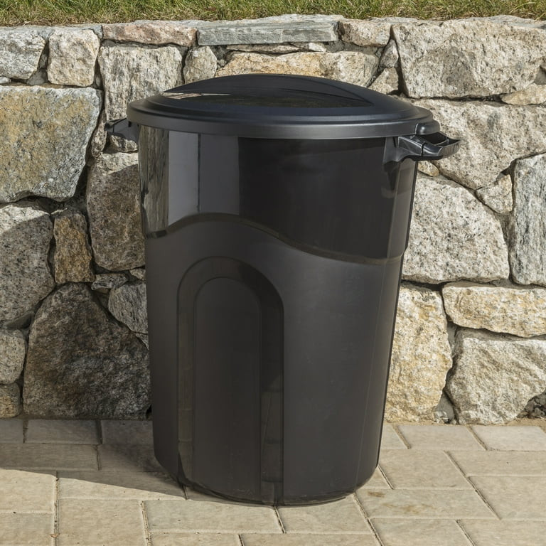 Hyper Tough 32 Gallon Heavy Duty Plastic Garbage Can, Included Lid, Indoor/Outdoor, Black | Walmart (US)