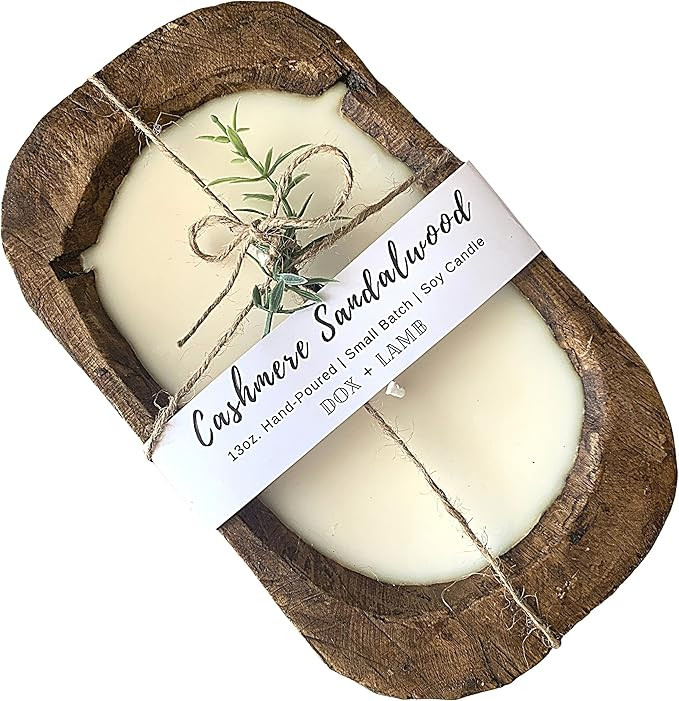 Amazon.com: Dox + Lamb Cashmere Sandalwood Rustic Wooden Bowl Candle | Handmade Wood Bread Bowl C... | Amazon (US)