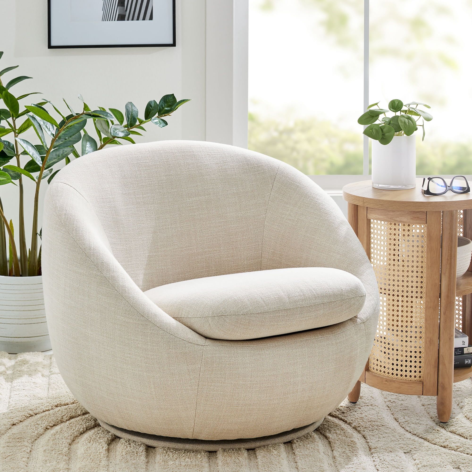 Better Homes & Gardens Mira Swivel Chair, Linen - Walmart.com | Walmart (US)