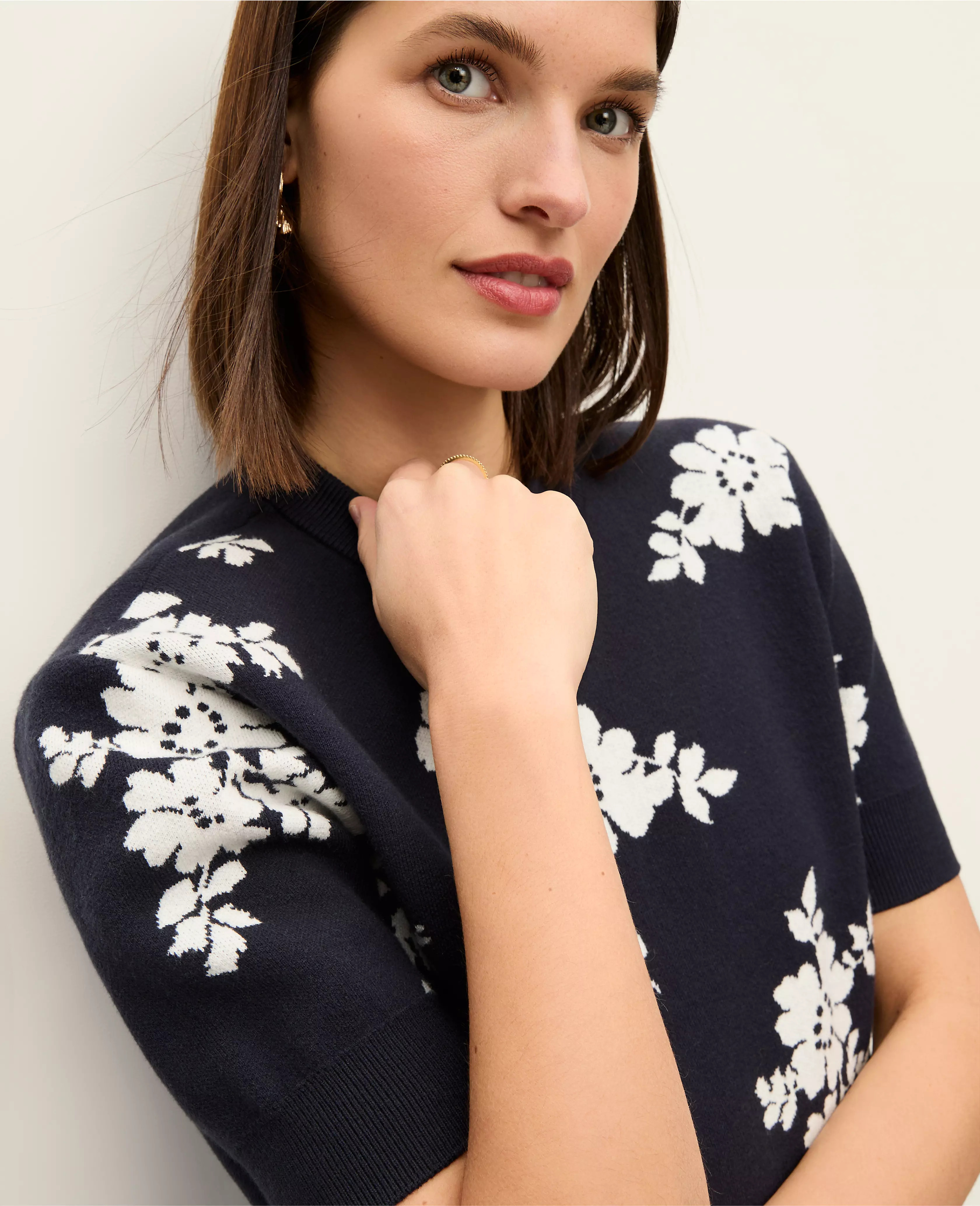 Petite Floral Jacquard Sweater Tee | Ann Taylor