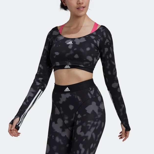 Women's adidas Hyperglam Cut 3-Stripes Long Sleeve Crop Top | Shop Premium Outlets