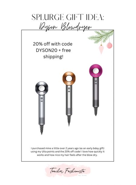 Splurge gift idea for yourself or the hair-care diva in your life! The Dyson hairdryer (and their other hair appliances like their air wrap) are on 20% off sale thru tomorrow at Ulta! See details in the image!



#LTKsalealert #LTKbeauty #LTKGiftGuide