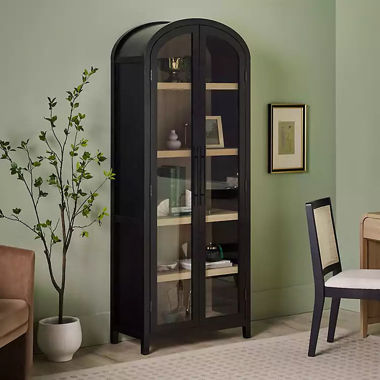 Black Arched Glass Doors Chantelle Bookcase | Kirklands Home | Kirklands