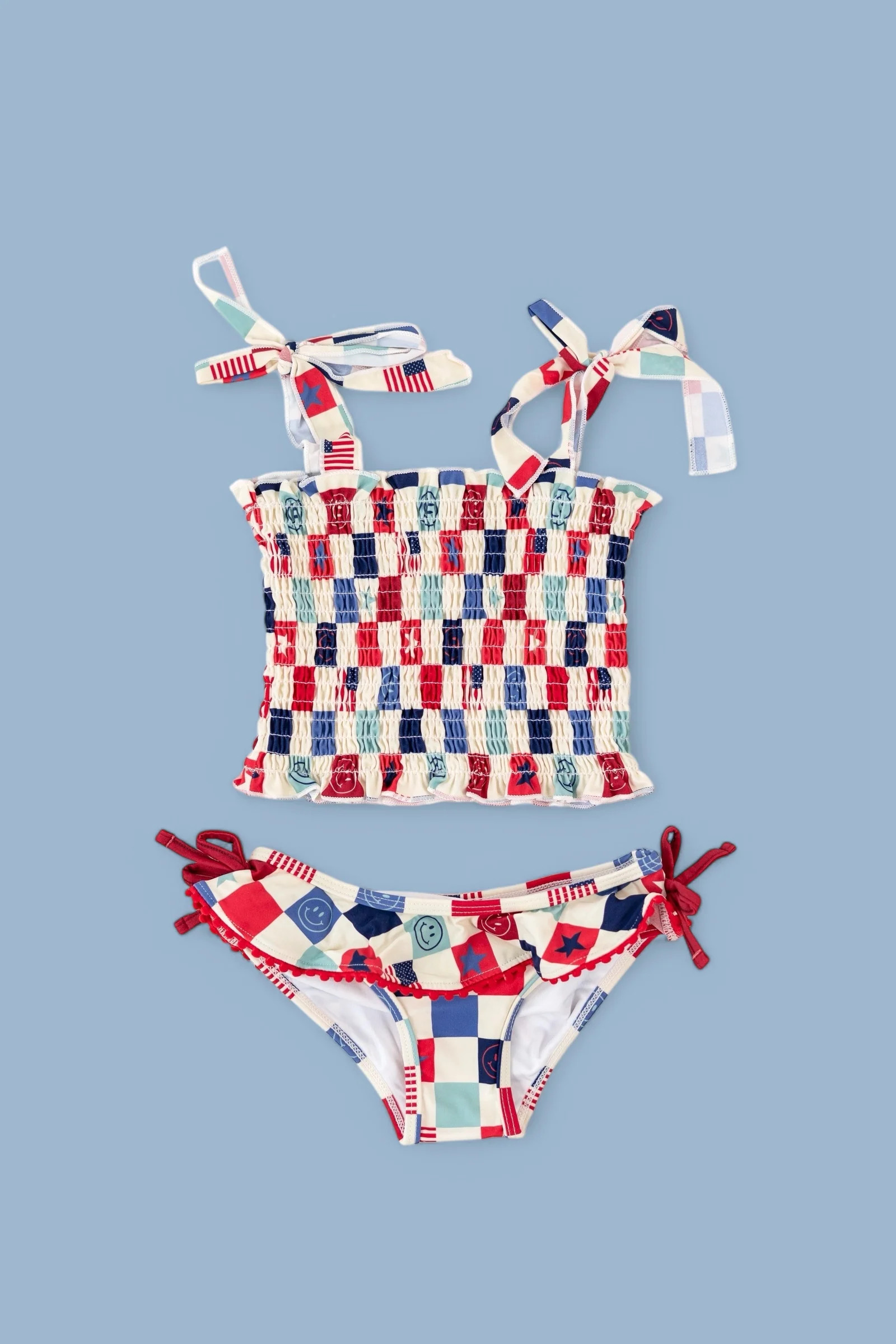 HOME OF THE FREE CHECKERS DREAM TANKINI TWO PIECE SWIM SUIT | Dream Big Little Co.