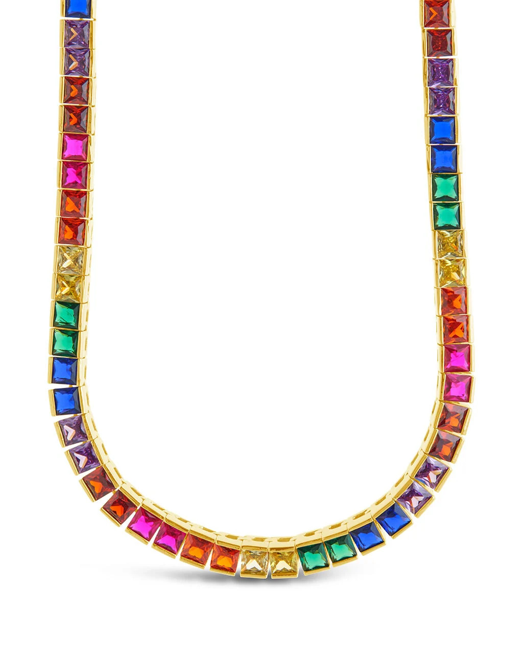 Rainbow Square Cubic Zirconia Tennis Necklace | Sterling Forever