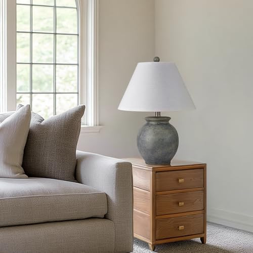 21'' Rustic Ceramic Table Lamps for Small Spaces,E26 Socket,High Distressed Grey/Black Clay Littl... | Amazon (US)
