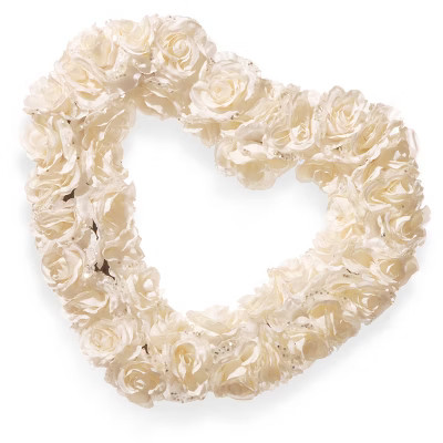 17" White Rose Heart Wreath - National Tree Company | Target