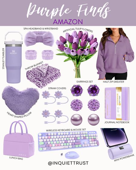 Add more purple to your collection with this sweater, tumbler, headband, blanket, pillow, lunch bag, keyboard and mouse set, mini power bank, artificial tulips, earrings set, straw covers, journal, and more!
#amazonfinds #techfinds #homedecor #fashionfinds

#LTKSeasonal #LTKstyletip #LTKhome