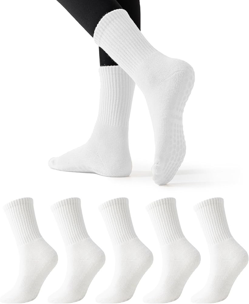 Flydo Pilates Grippy Socks with Grips for Women Yoga Non Slip Long Socks for Pure Barre, Ballet,D... | Amazon (US)