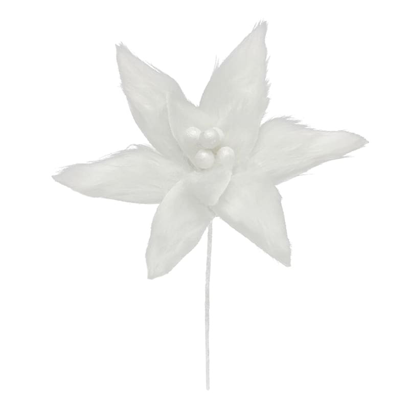 White Velvet Poinsettia Stem, 24" | At Home