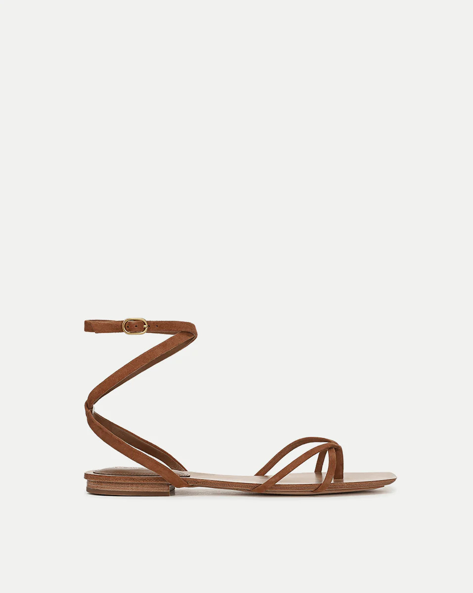 Allegra Suede Ankle-Wrap Sandal | Veronica Beard