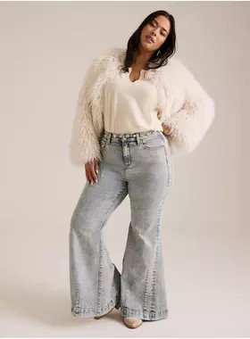 Festi Sky High Super Flare Jeans with Glitter | Torrid (US & Canada)