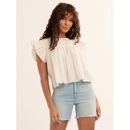 Jessica Simpson Women's Chandler Flutter Sleeve Top, Sizes XS-XL | Walmart (US)