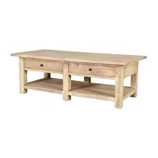 54 in. Heirloom Rectangle Wood Coffee Table with 2-Drawers and Shelf | The Home Depot