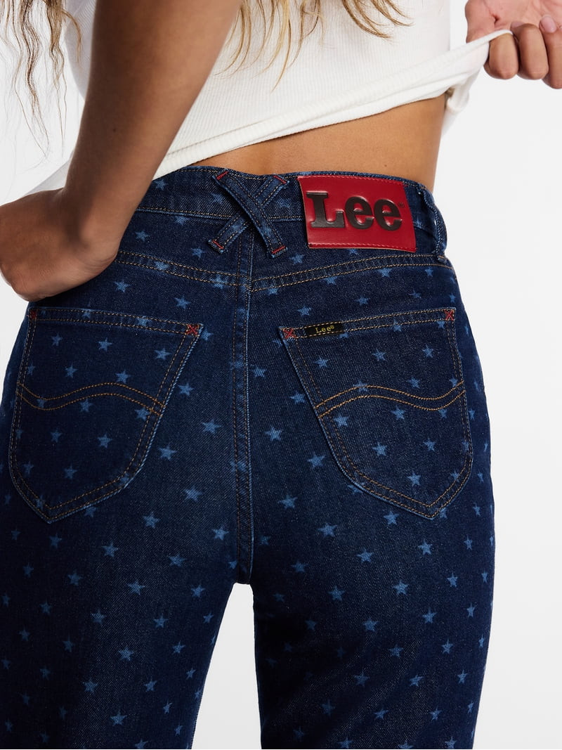 Kacey Lee Women's High-Rise Star Print Bootcut Jeans, Sizes 0-18 | Walmart (US)