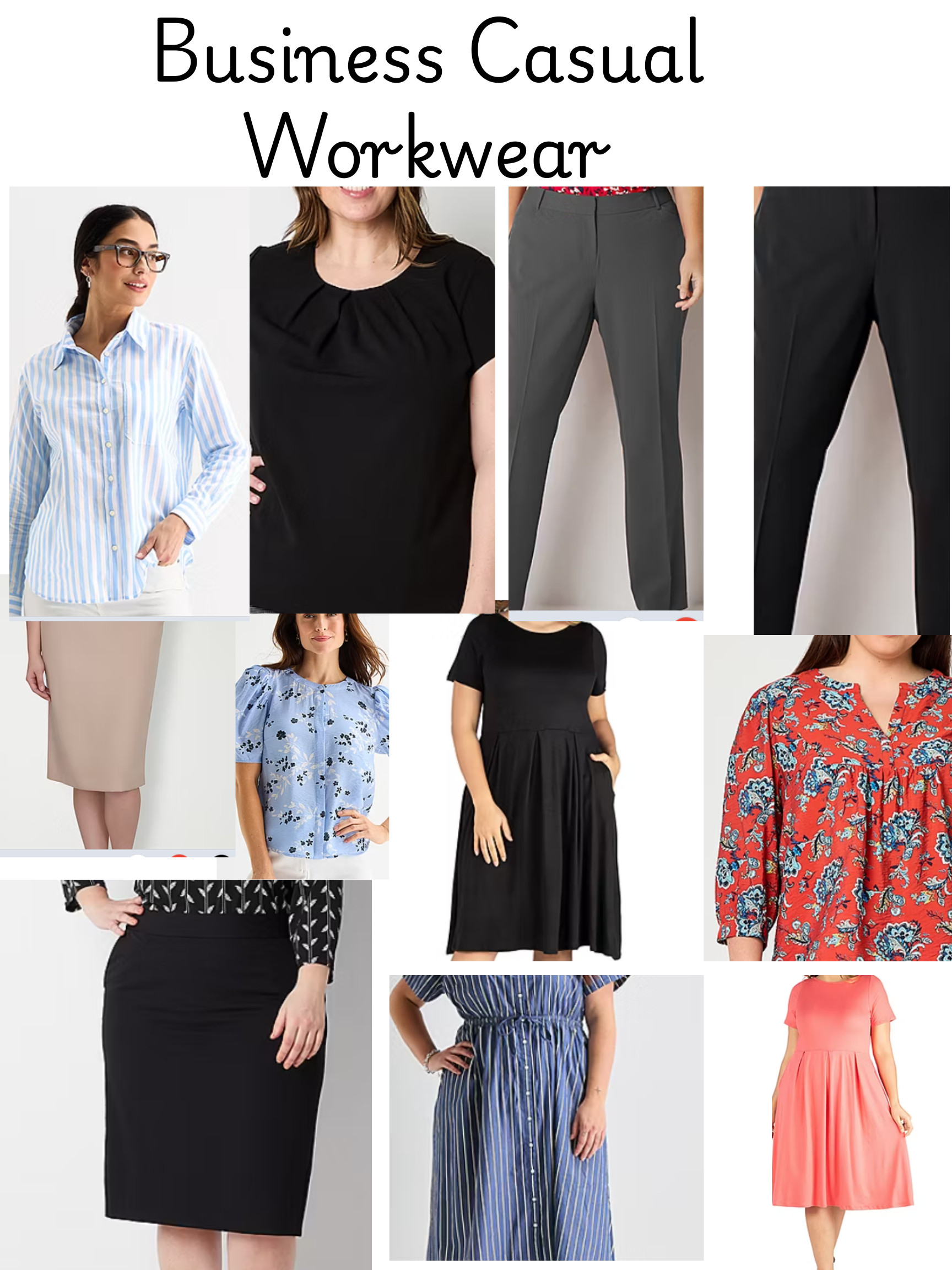Business casual workwear.  These are my pics.  They can be mixed and matched to make different combinations to last throughout the week. 

 

#LTKOver40 #LTKPlusSize #LTKWorkwear