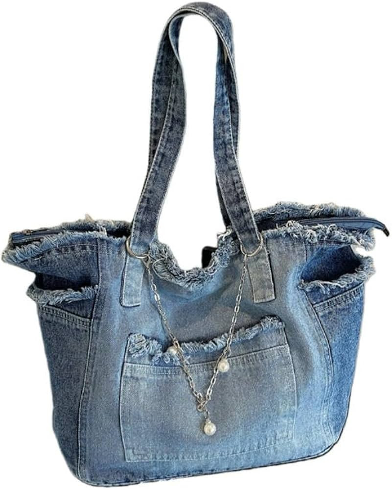 Lässige Denim-Tasche Mit Großem Fassungsvermögen Im Retro-Stil, Robuste Umhängetasche Für Pe... | Amazon (DE)