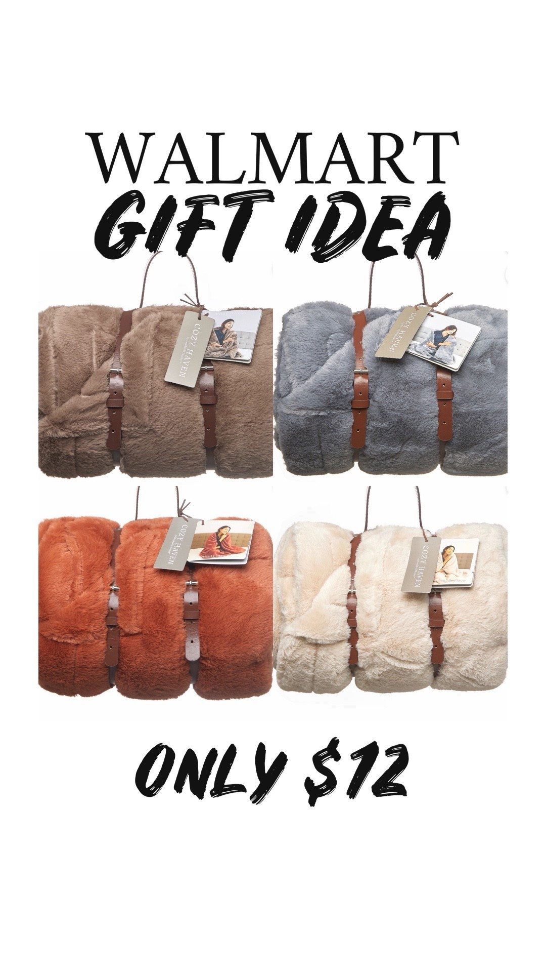 Gift ideas at Walmart 
Faux fur blanket with harness 
Only $12
Great for teachers, family, admin, and church staff 

#LTKFindsUnder50 #LTKGiftGuide #LTKHome