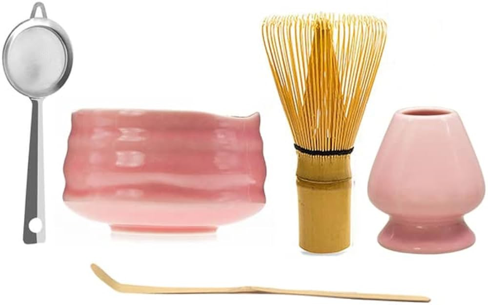 VITAU Japanische Keramik glänzend rosa Matcha-Schüssel Matcha-Tee-Schneebesen Chawan Chasen Hal... | Amazon (DE)