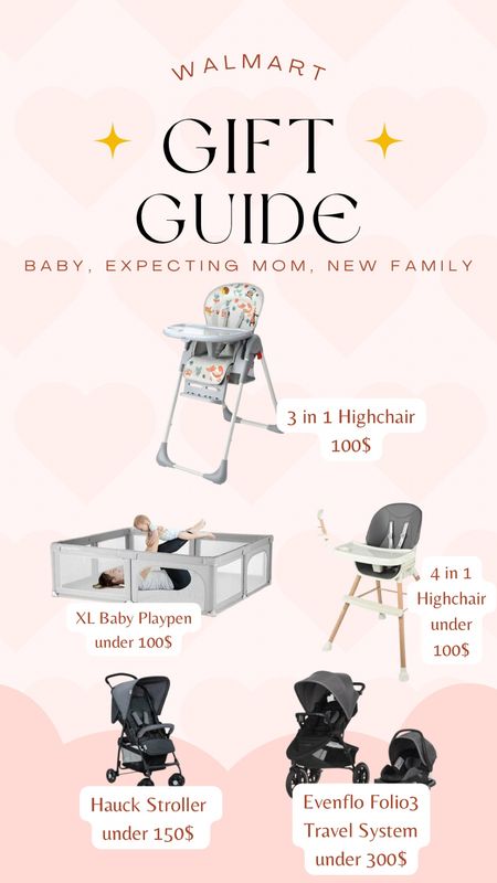 Walmart gift guide for new parents or families! High chairs under 100$, playpen under 100$, travel system and strollers for a good price! 

#LTKfamily #LTKbaby #LTKGiftGuide