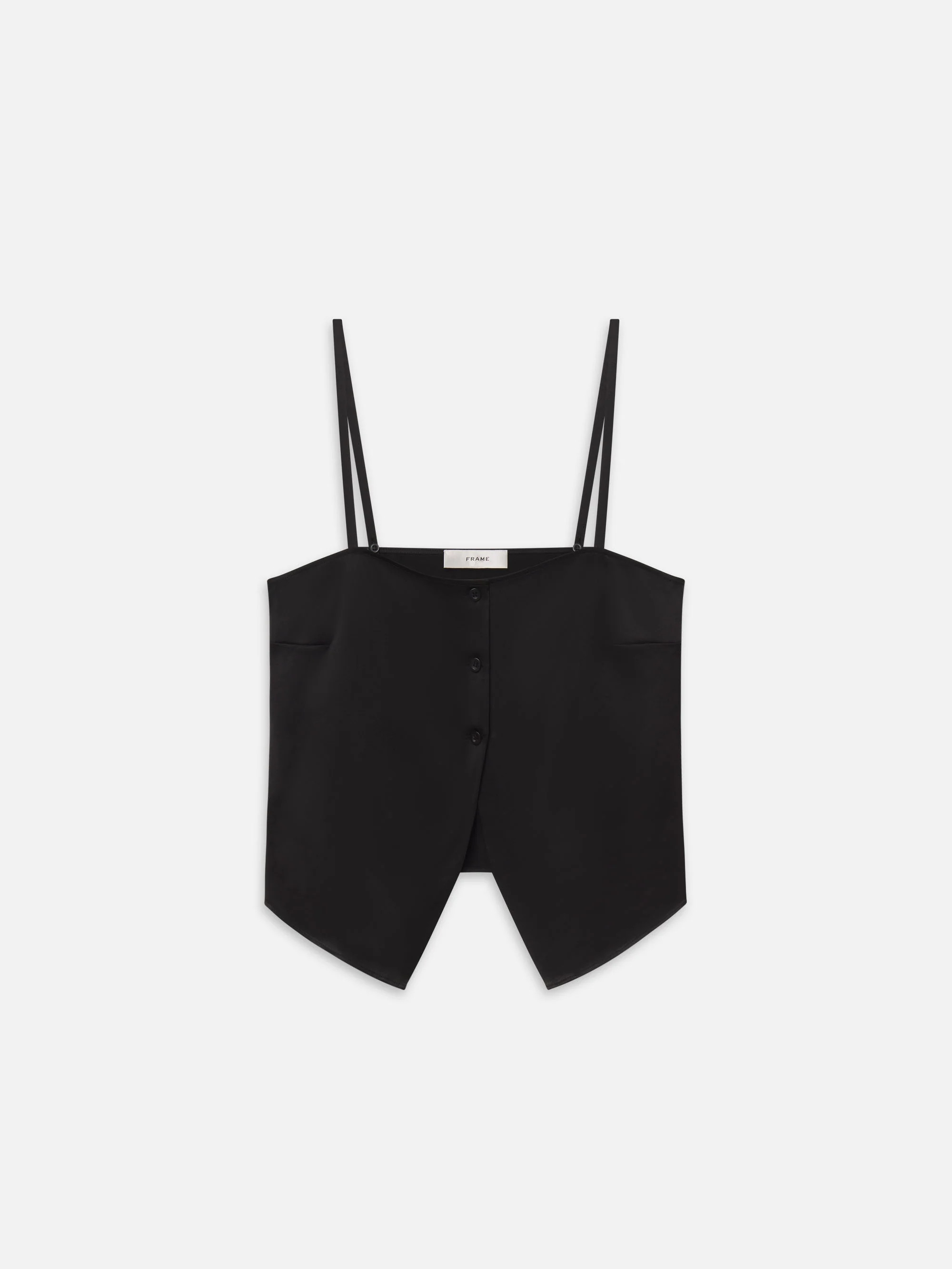 The Silk Button Cami -- Black | Frame Denim
