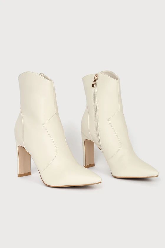 Urvi Bone Pointed-Toe Mid-Calf Booties | Lulus (US)