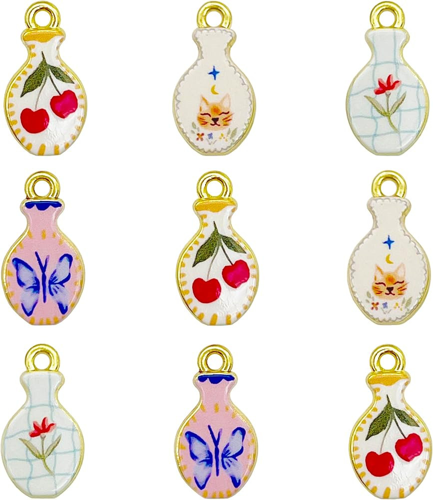 10Pcs Enamel Charms Double-Sided Printed Alloy Pendants for DIY Jewelry Making, Craft Charms for ... | Amazon (US)