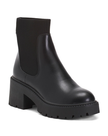 Leather Lug Sole Chelsea Boots | TJ Maxx