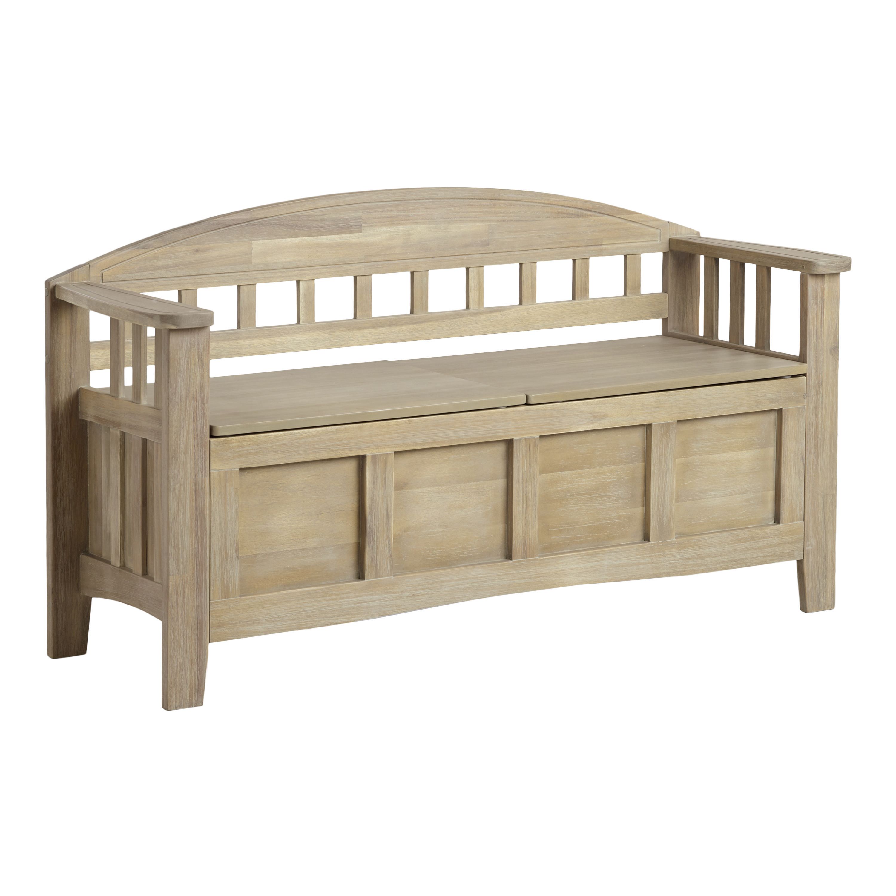 Gray Wood Hughes Storage Bench | World Market