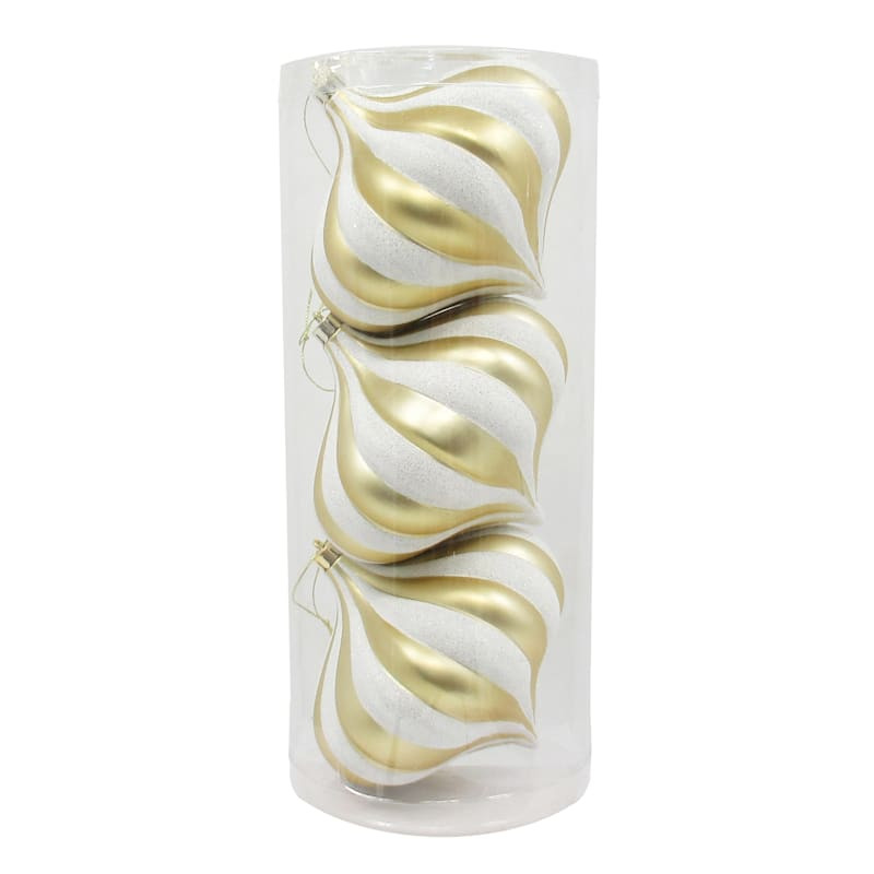 3-Count Gold & White Large Onion Ornaments, 5.9" | At Home