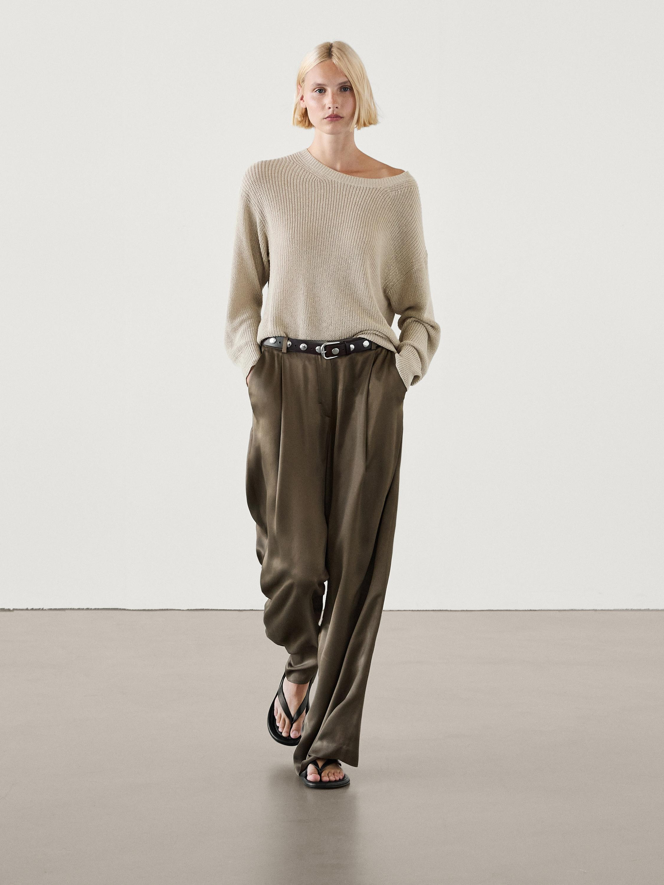 Darted satin wide-leg trousers £99.95  £59.95  -50% * £49.95  Add to basket  SELECT SIZE Wide-... | Massimo Dutti UK