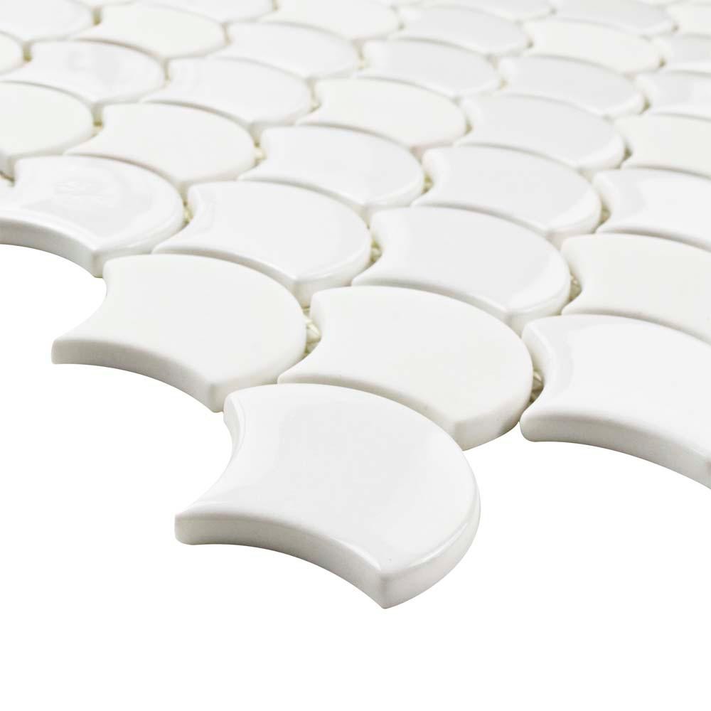 Expressions Scallop White 11-1/4 in. x 12 in. x 7 mm Glass Mosaic Tile | The Home Depot