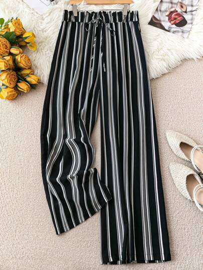 SHEIN Clasi Plus Size Striped & Printed Casual Daily Pants | SHEIN