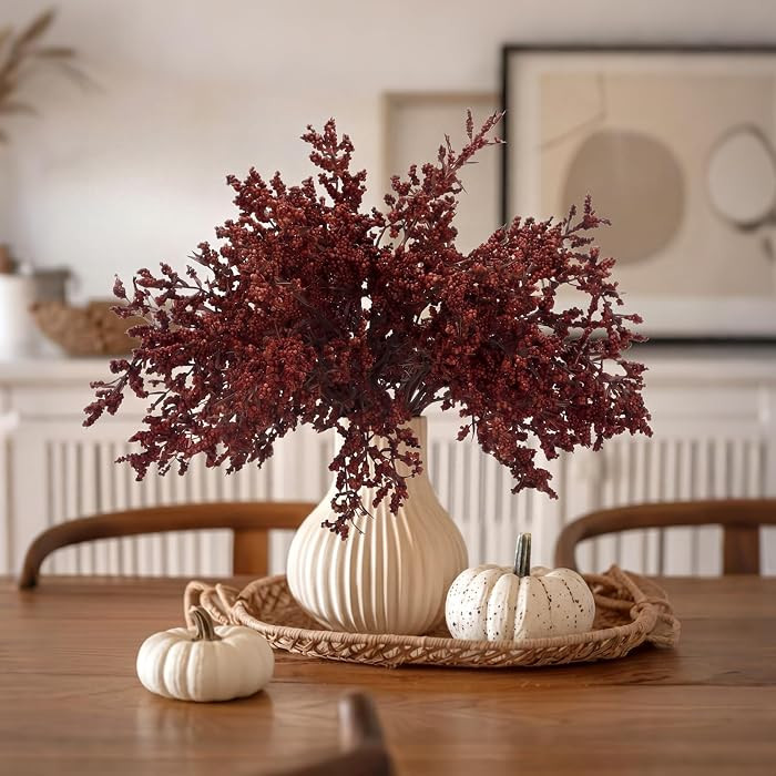 6 Pack Artificial Fall Burgundy Berries Stems Fall Flower Picks for Floral Arrangements for Autum... | Amazon (US)
