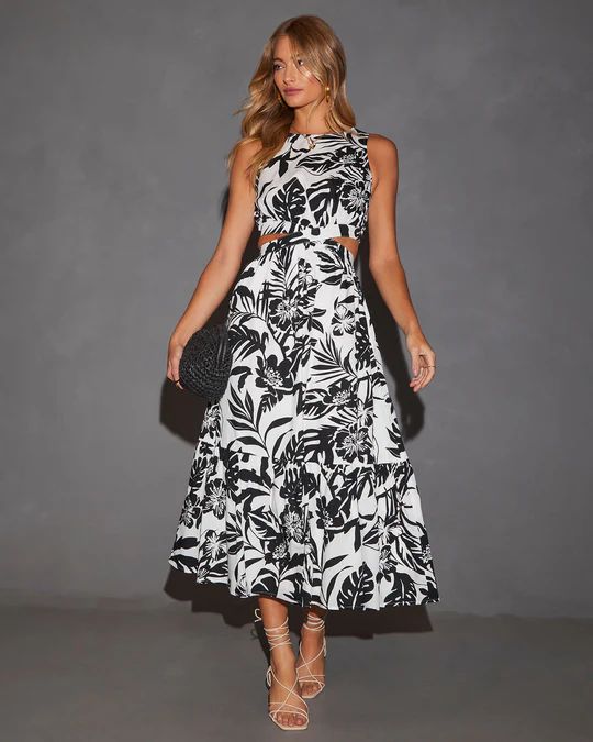 Malakai Tropical Print Midi Dress | VICI Collection