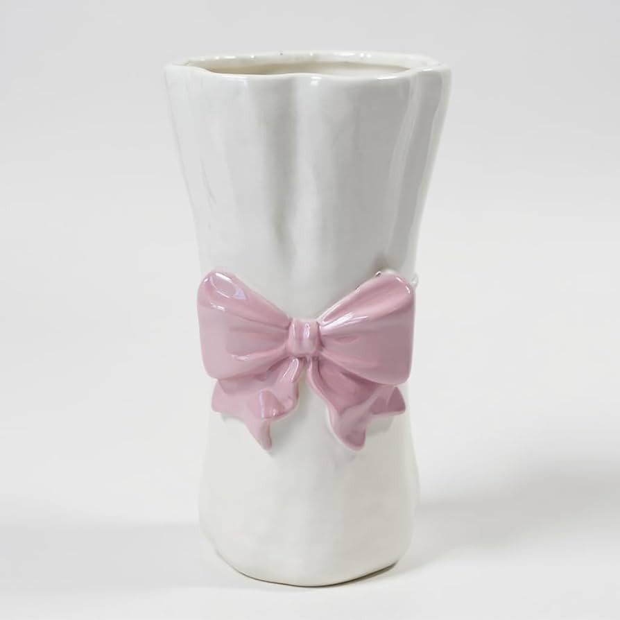 Bow Flower vase, Bow vase for Flowers, Pink Bow Ceramic Vase – Cute Vase with Shiny Glaze, Mode... | Amazon (US)