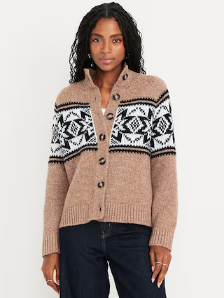 Mock-Neck Wool-Blend Cardigan Sweater | Old Navy (US)