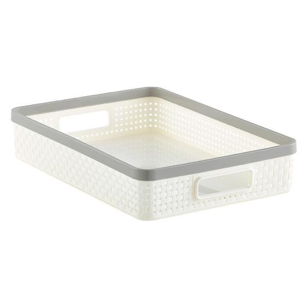 Medium Cottage Woven Bin Ivory | The Container Store