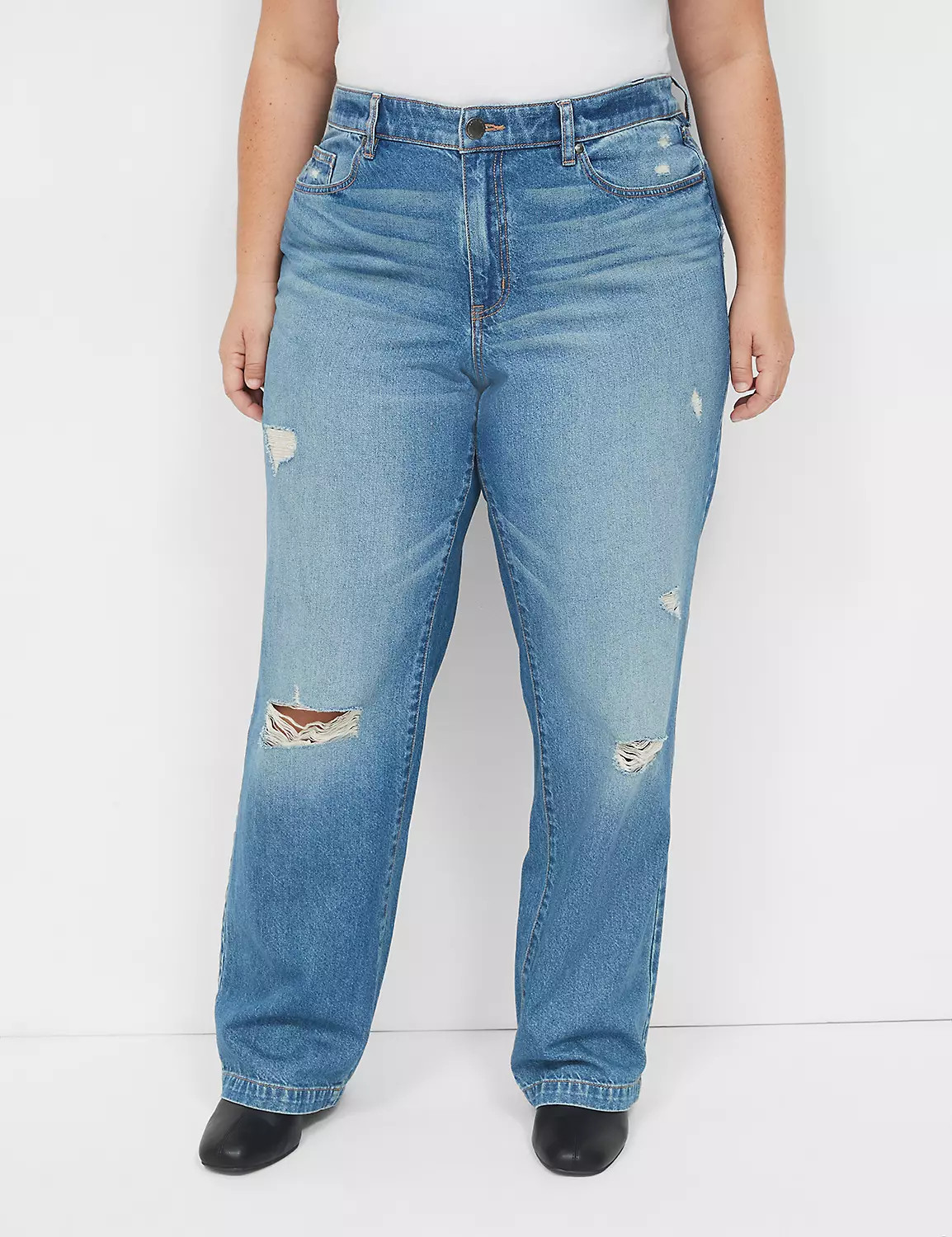 Relaxed Straight Jean With Destruction | LaneBryant | Lane Bryant (US)